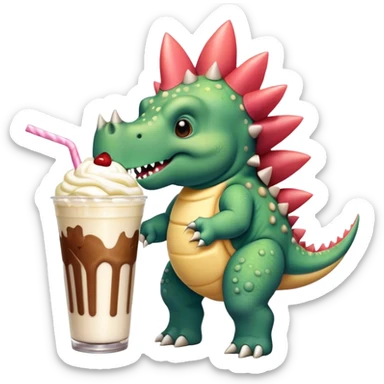 Stegosaurus slurping a milkshake sticker