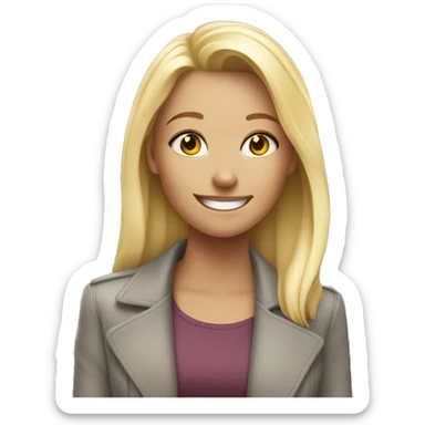 smiling blonde in cityscape sticker
