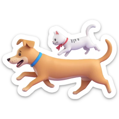 dog chasing cat sticker