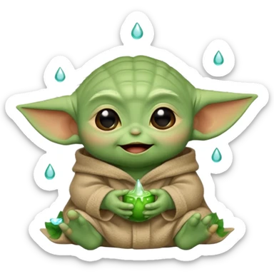 Baby joda felice con le lacrime agli occhi di felicità sticker