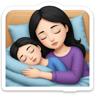 a girl with black hair is sleeping sticker