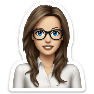 Kate Beckinsale, glasses, blue eyes happy elegant mannequin  sticker