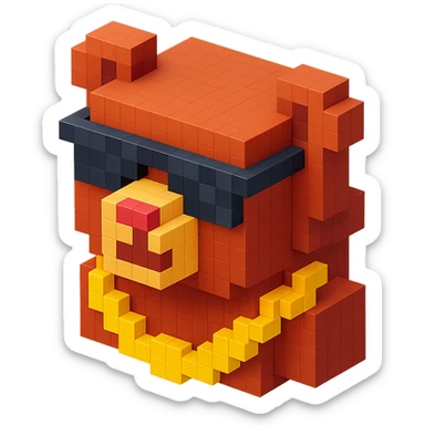 Russian grizzly bear with a rapper chain, wearing sunglasses sticker