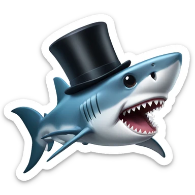 Shark with a top hat sticker