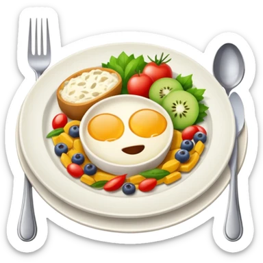 plate of food with cutlery
 sticker
