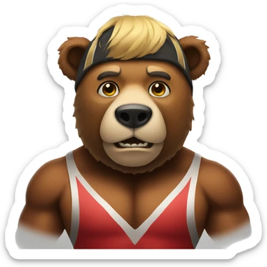 Bear dressed as a wrestler  sticker