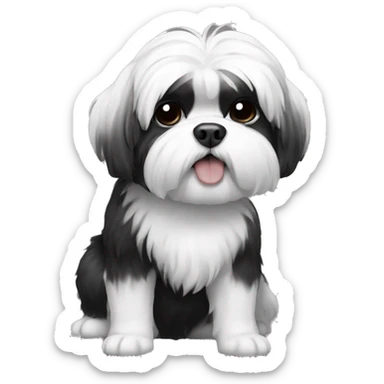 Shitzu black and white sticker