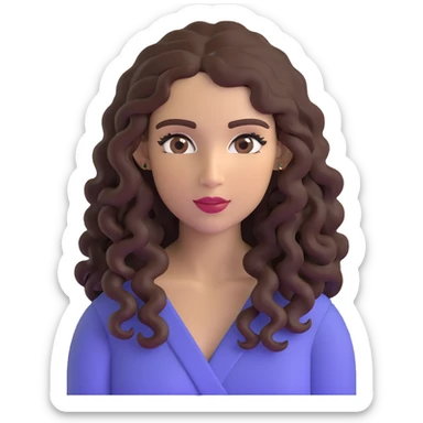 attractive Greek woman with long curly dark brown hair and light skin sticker