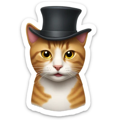 a cat with a hat sticker