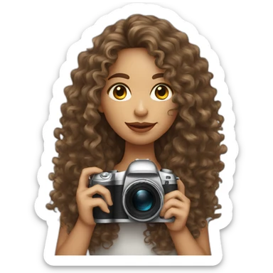 Latin curly hair Female photographer taking a picture light skinned long hair sticker
