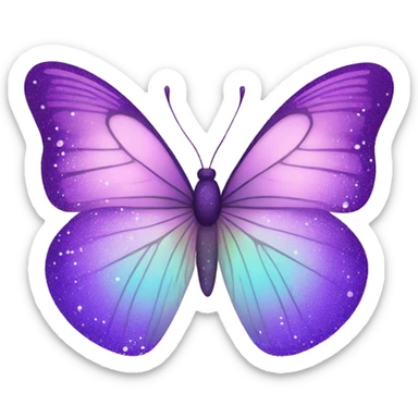 Glittery Pastel purple-gradient butterfly sticker