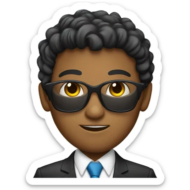 Young businessman wearing sunglasses and a suit sticker