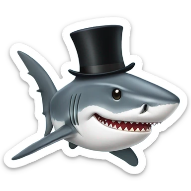 Shark with a top hat sticker
