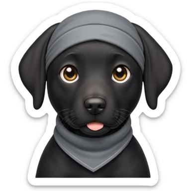 Black Lab dog with Grey bandana sticker