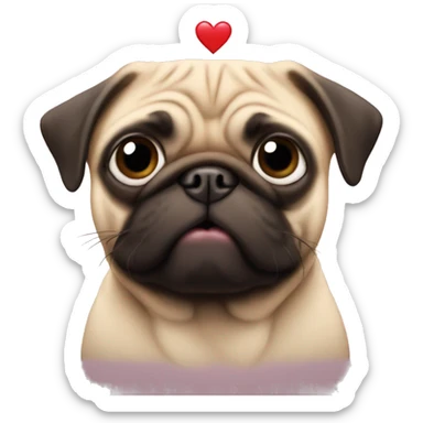 Pug heart sticker