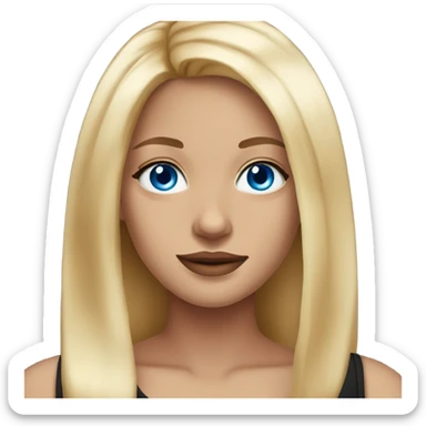 beautiful woman, long straight blonde hair, blue eyes, black tank top  sticker