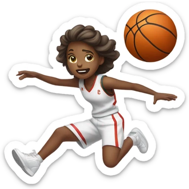 girl basketball player falling sticker
