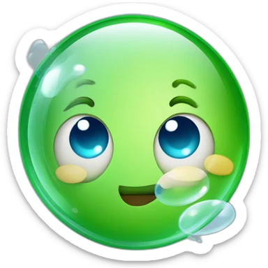 green soap bubble emoticon winks sticker