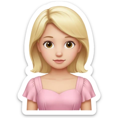 Girl with blond hair with pastel pink dress sticker
