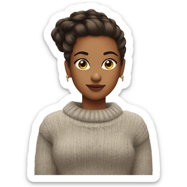 Girl with slick back hair big earrings and cozy sweater sticker