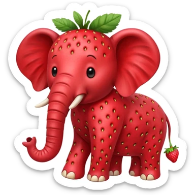 Un elefante con cuerpo de fresa sticker