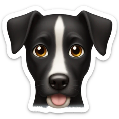 Black dog with brown eyes and white belly sticker