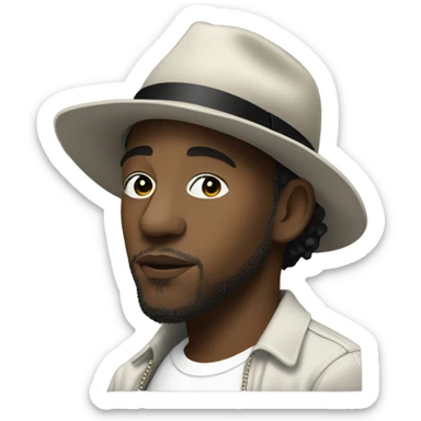 Kendrick Lamar wearing a hat sticker