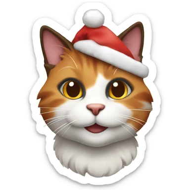 happy calico cat with a christmas hat  sticker