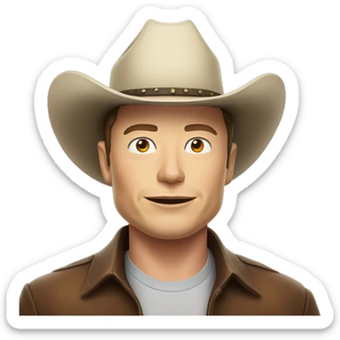 Elon musk with a cowboy hat sticker