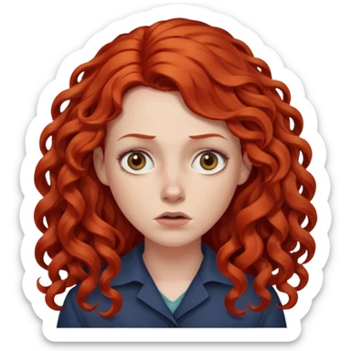 Fear of oublic speaking, white woman, long curly red hair sticker