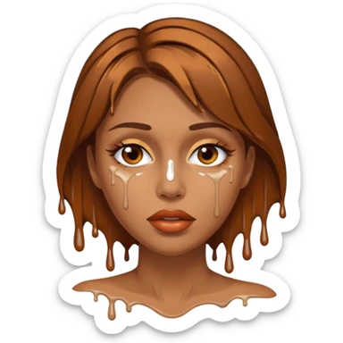 Brown Hair, Woman, white paint drip, face, hot, Sexy, lips sticker