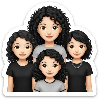 Haz algo relaciono con Disney donde haya quatre chicas con el tono de piel carne, una con el pelo rizado largo, una con el pelo muy corto negro, una con el cabello ondulado mediano y la otra con el pelo negro largo para poner en la parte delantera de la camiseta sticker