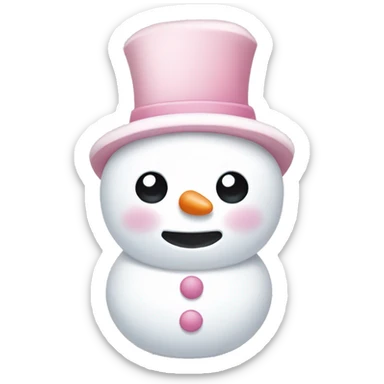 Cute white and light pink snowman sticker