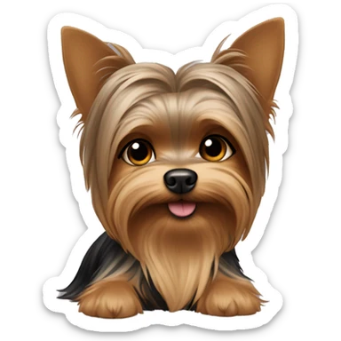 Yorkshire Terrier in the arms of a girl with brown hair sticker