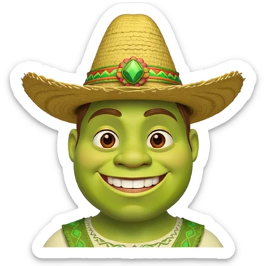 Shrek with a sombrero  sticker