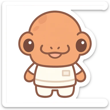 Admiral Ackbar from Star Wars emoji, kawaii style, cute and rounded, orange-brown skin, big shiny eyes, white uniform sticker