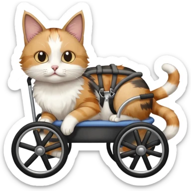 disabled cat in cat wheelchair sticker