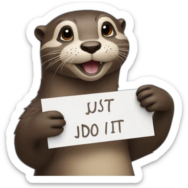 otter holding a sign that says just do it sticker