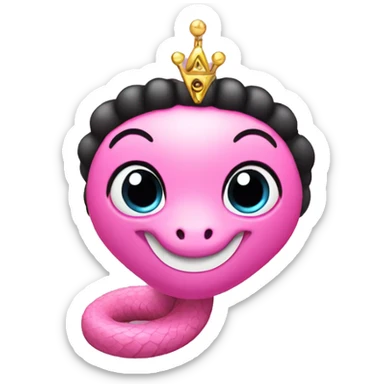 Pink snake with a black tiara sticker