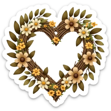 nature wreath heart, boho  sticker