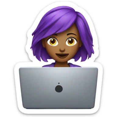 purple hair woman facing forward laptop sticker