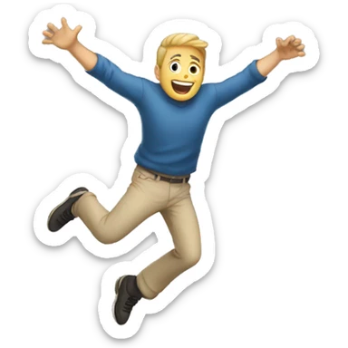 a white dad jumping  sticker