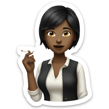 black haired girl smoking sticker