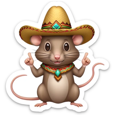 A rat wearing a sombrero holding a thumbs down sticker