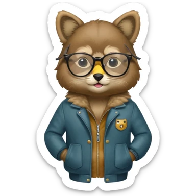 animal wtih glasses and body sticker