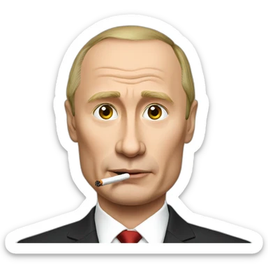 putin with sigaret sticker