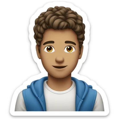 jeune homme cheveux bruns yeux bleus sticker