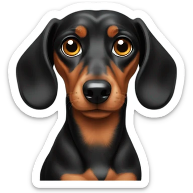 A black mini dachshund with a concerned look sticker