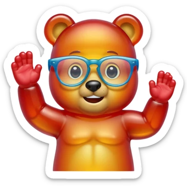 gummy bear with glassess, only head and arm sticker
