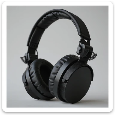 realistic goth headphones, matte black with lace details, photorealistic style sticker